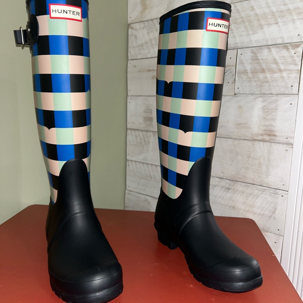 Hunter Gingham Rain Boots - Size 6 - NWOT